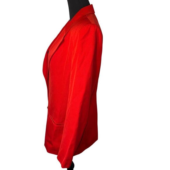 Sandra Roth Ciao Sport Women's 10 Red Pure Wool Yellow Lined Pocketed Mid Blazer - Picture 3 of 8
